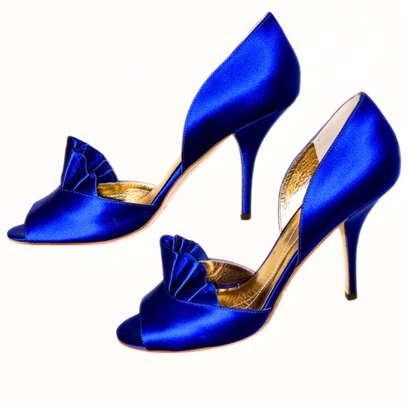 Kate Spade Chrisette Cobalt Blue Satin Heels Size 8 - Picture 1 of 7